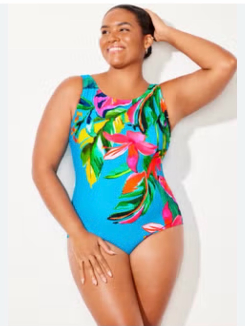 Swimsuits For All Bright Blue Floral One-Piece Swimsuit 14